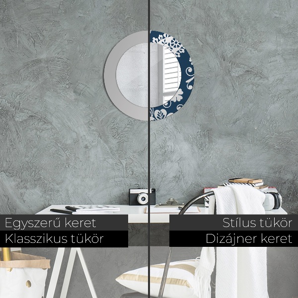 Miroir rond avec décoration Composition de paisley