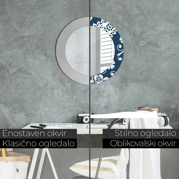 Miroir rond avec décoration Composition de paisley