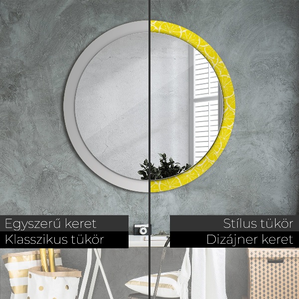 Miroir rond imprimé Motif de citron