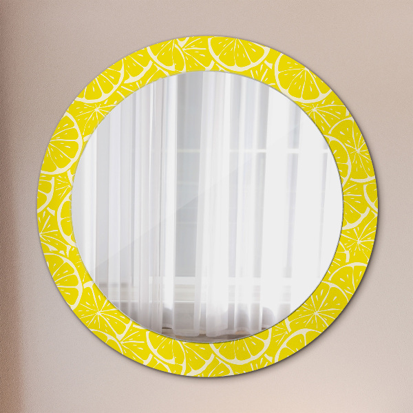 Miroir rond imprimé Motif de citron