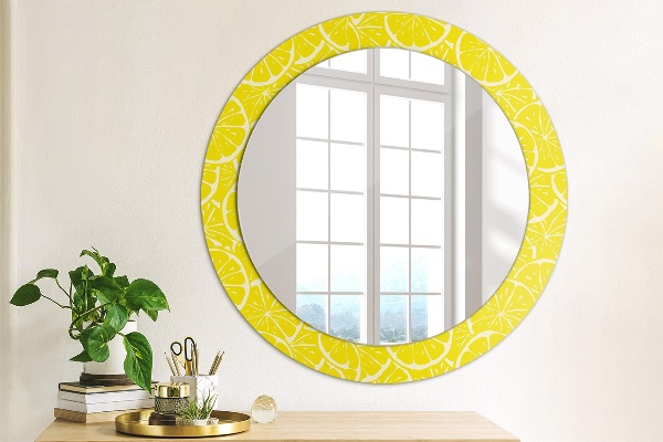 Miroir rond imprimé Motif de citron