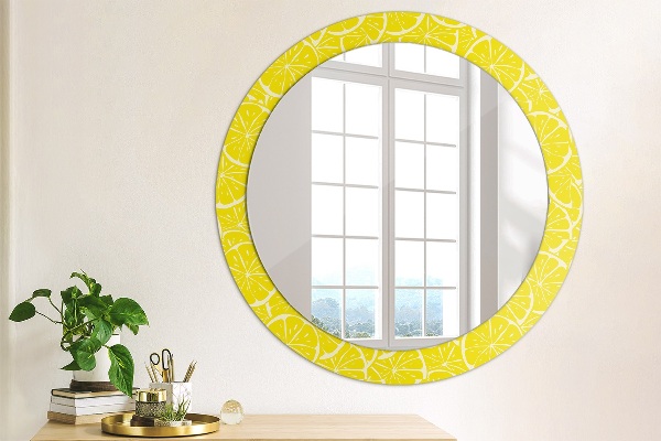Miroir rond imprimé Motif de citron