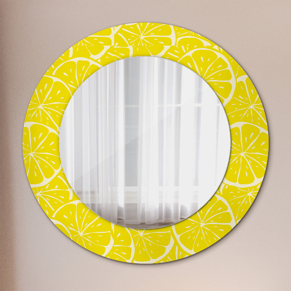 Miroir rond imprimé Motif de citron