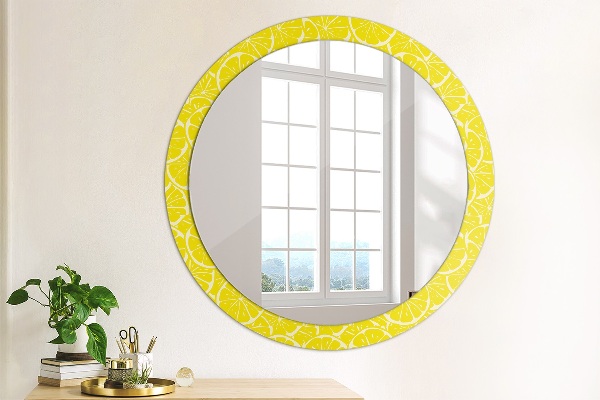 Miroir rond imprimé Motif de citron
