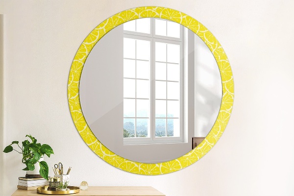 Miroir rond imprimé Motif de citron