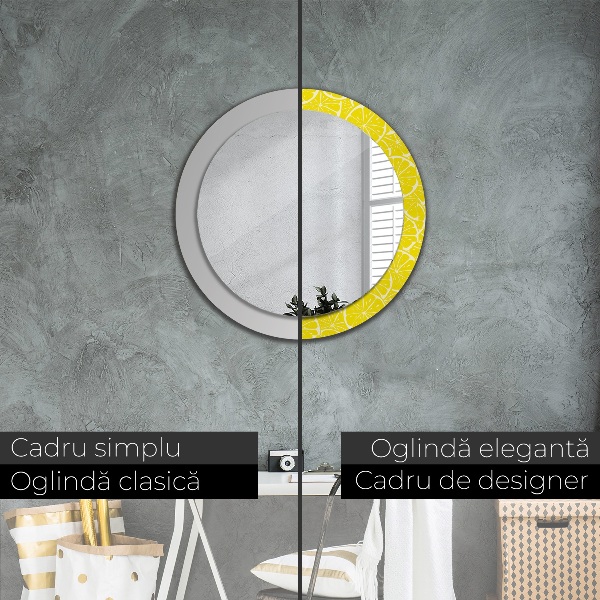 Miroir rond imprimé Motif de citron
