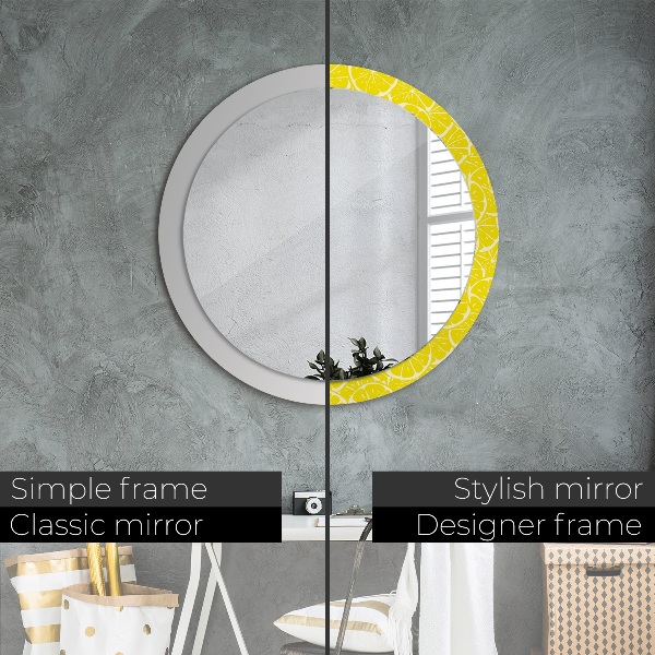 Miroir rond imprimé Motif de citron