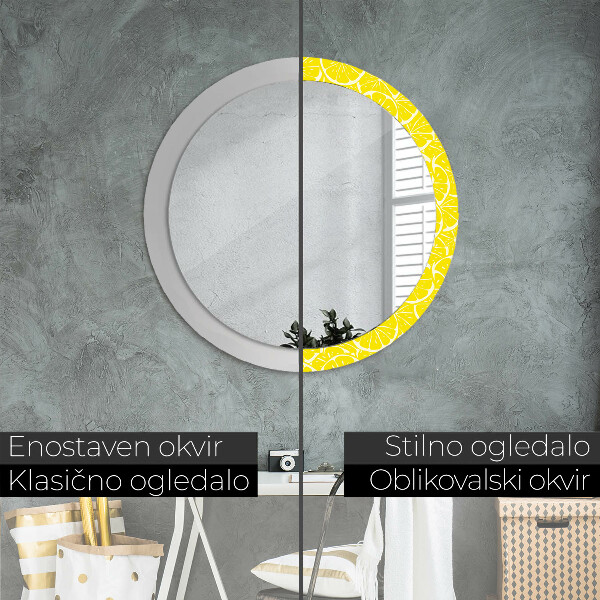 Miroir rond imprimé Motif de citron