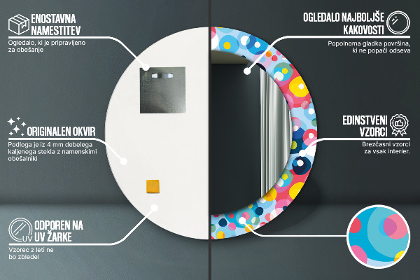 Miroir rond imprimé Épines colorées