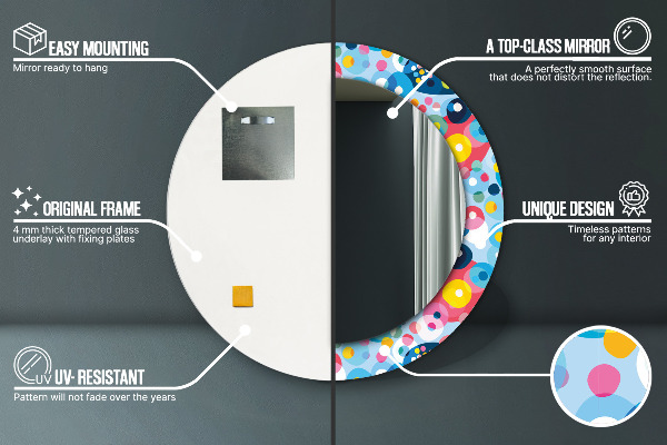 Miroir rond imprimé Épines colorées