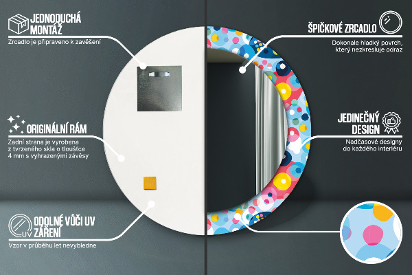 Miroir rond imprimé Épines colorées