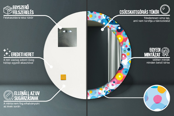 Miroir rond imprimé Épines colorées