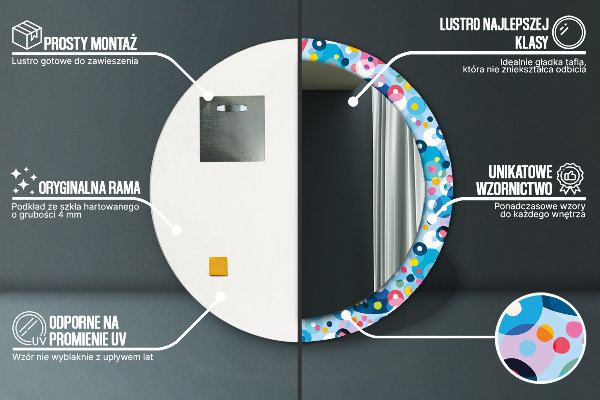 Miroir rond imprimé Épines colorées