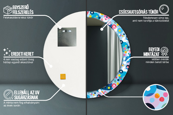 Miroir rond imprimé Épines colorées