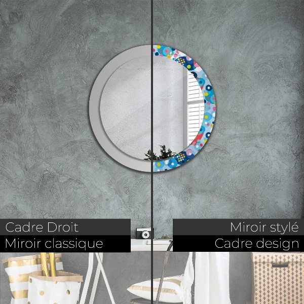 Miroir rond imprimé Épines colorées
