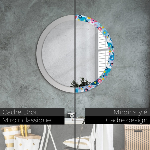 Miroir rond imprimé Épines colorées