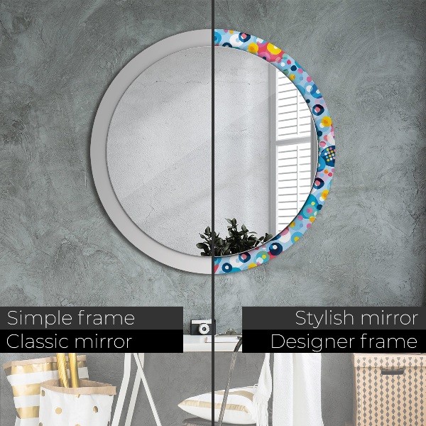 Miroir rond imprimé Épines colorées