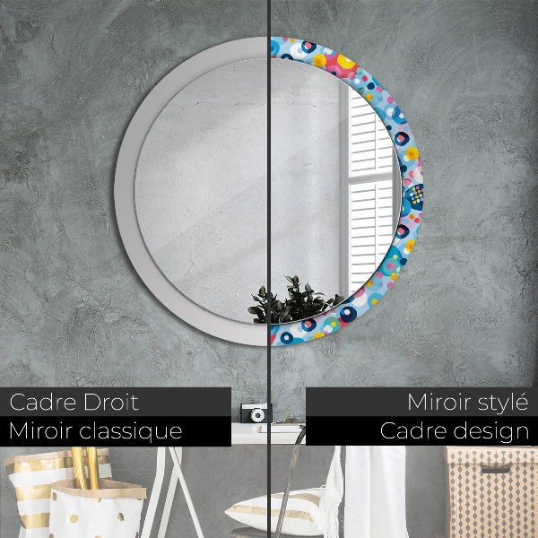 Miroir rond imprimé Épines colorées