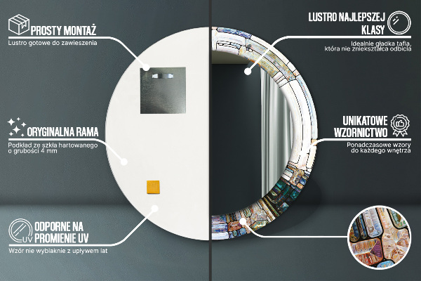Miroir rond imprimé Vitrail abstrait