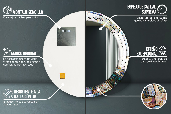Miroir rond imprimé Vitrail abstrait