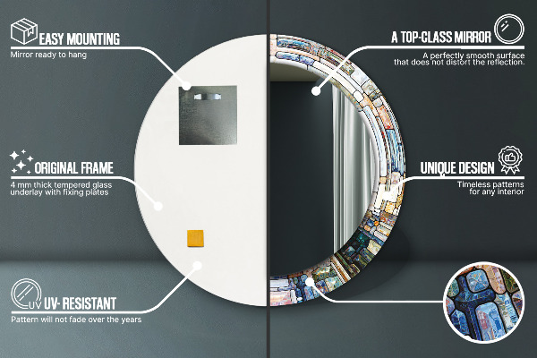 Miroir rond imprimé Vitrail abstrait