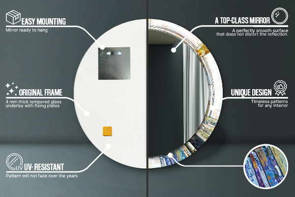 Miroir rond imprimé Vitrail abstrait