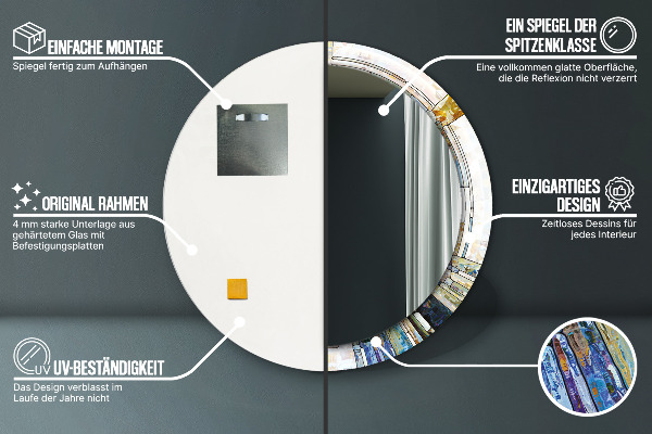 Miroir rond imprimé Vitrail abstrait