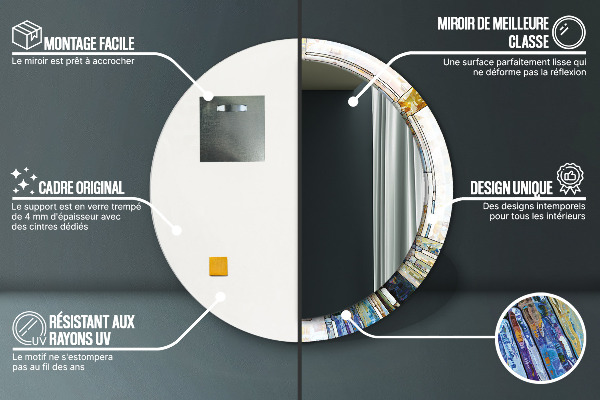 Miroir rond imprimé Vitrail abstrait