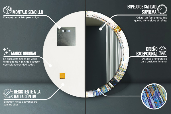 Miroir rond imprimé Vitrail abstrait