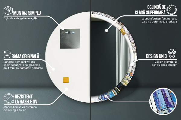 Miroir rond imprimé Vitrail abstrait