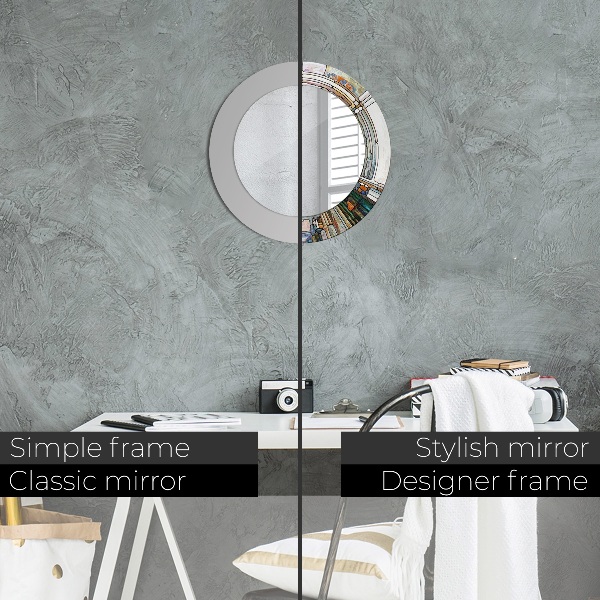 Miroir rond imprimé Vitrail abstrait