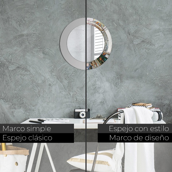 Miroir rond imprimé Vitrail abstrait