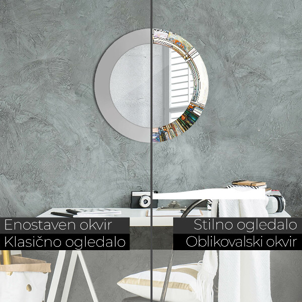 Miroir rond imprimé Vitrail abstrait