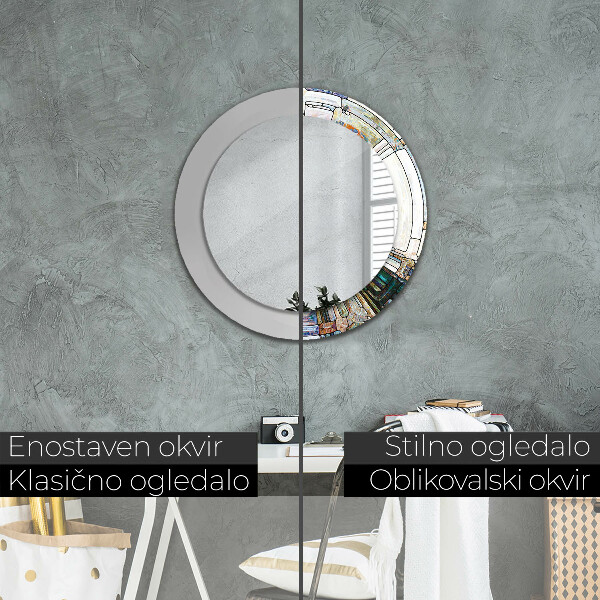 Miroir rond imprimé Vitrail abstrait
