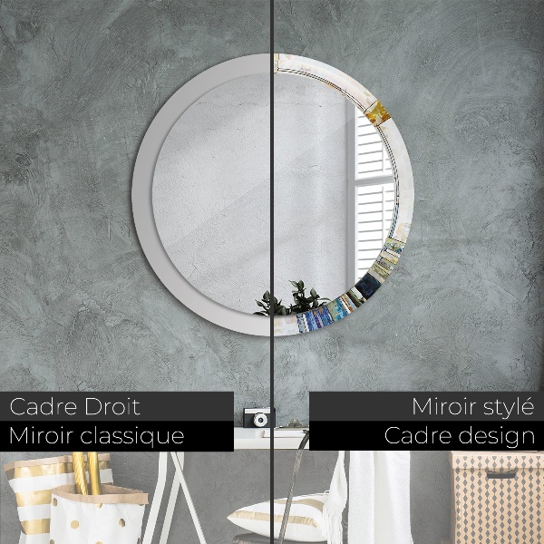 Miroir rond imprimé Vitrail abstrait