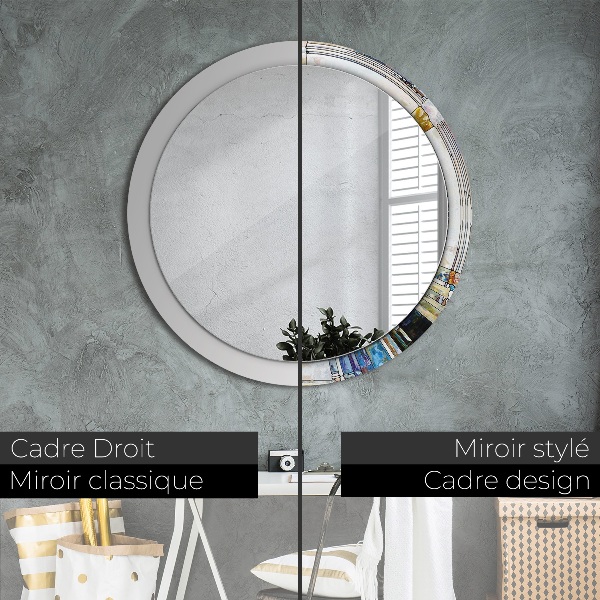 Miroir rond imprimé Vitrail abstrait