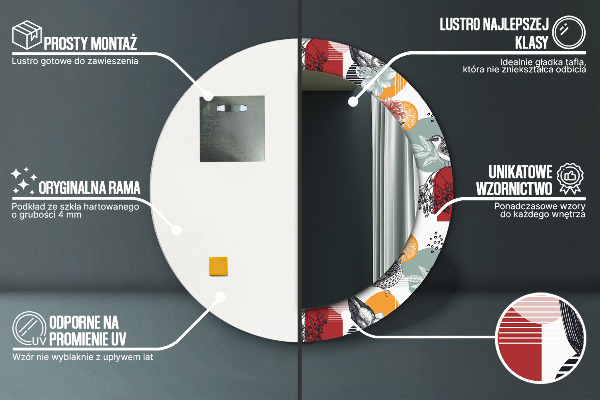 Miroir rond imprimé Abstraction avec les oiseaux