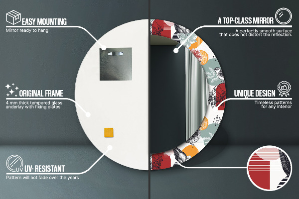 Miroir rond imprimé Abstraction avec les oiseaux