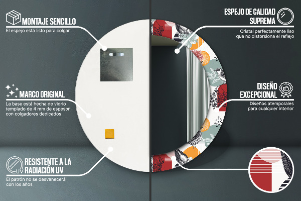 Miroir rond imprimé Abstraction avec les oiseaux