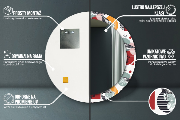 Miroir rond imprimé Abstraction avec les oiseaux