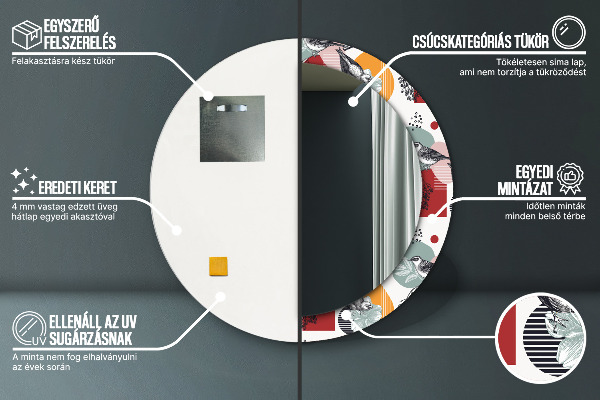 Miroir rond imprimé Abstraction avec les oiseaux