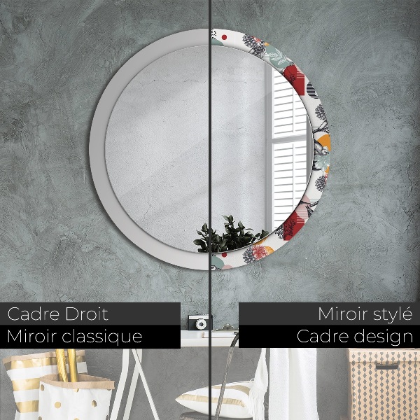 Miroir rond imprimé Abstraction avec les oiseaux