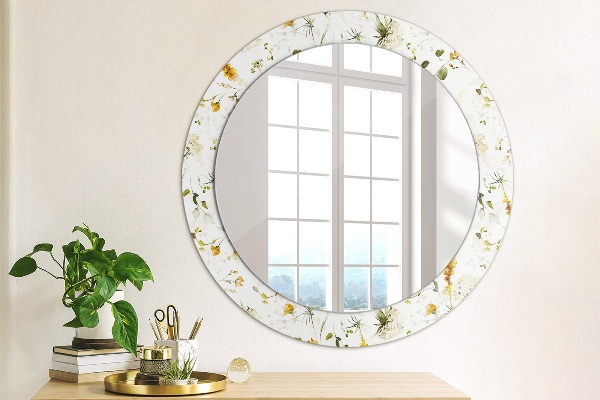 Miroir rond imprimé Fleurs de terrain