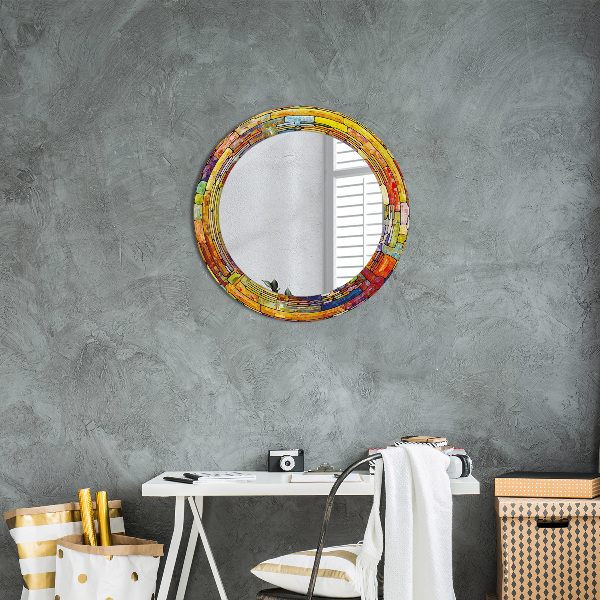 Miroir rond imprimé Vitrail coloré