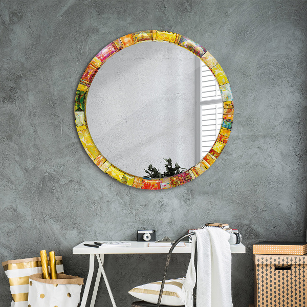 Miroir rond imprimé Vitrail coloré