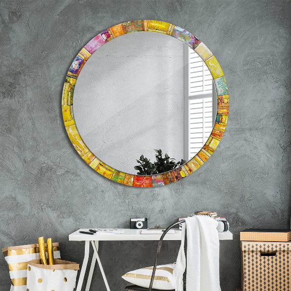 Miroir rond imprimé Vitrail coloré