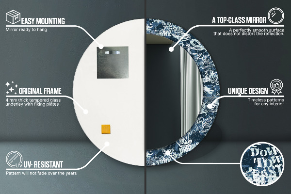 Miroir rond imprimé Collage