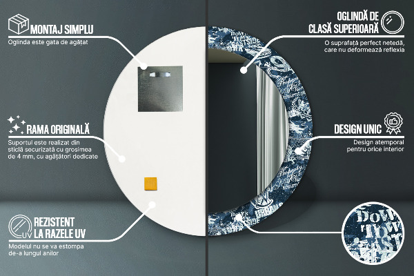 Miroir rond imprimé Collage