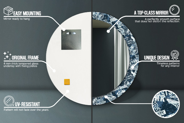 Miroir rond imprimé Collage