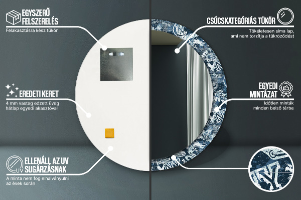 Miroir rond imprimé Collage